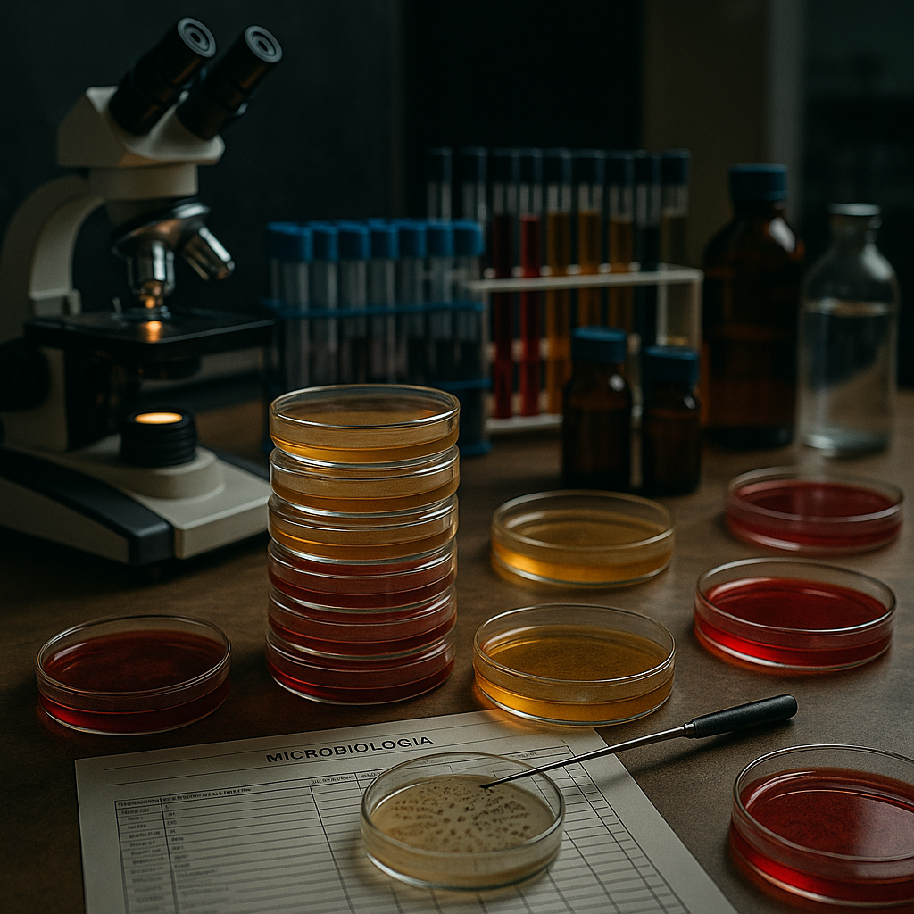 Laboratorio de microbiología clásica con medios de cultivo en Alzira Valencia